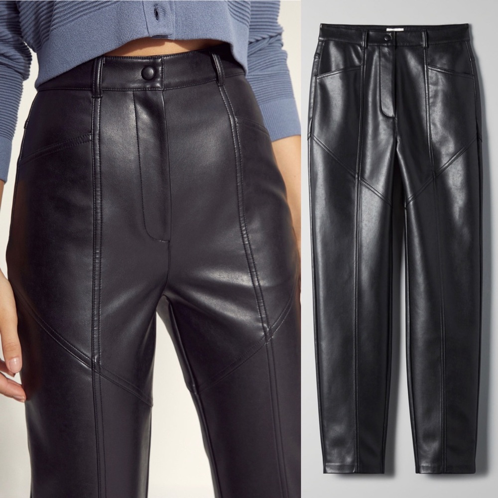 Aritzia Wilfred Rebel Black Vegan Leather Pants